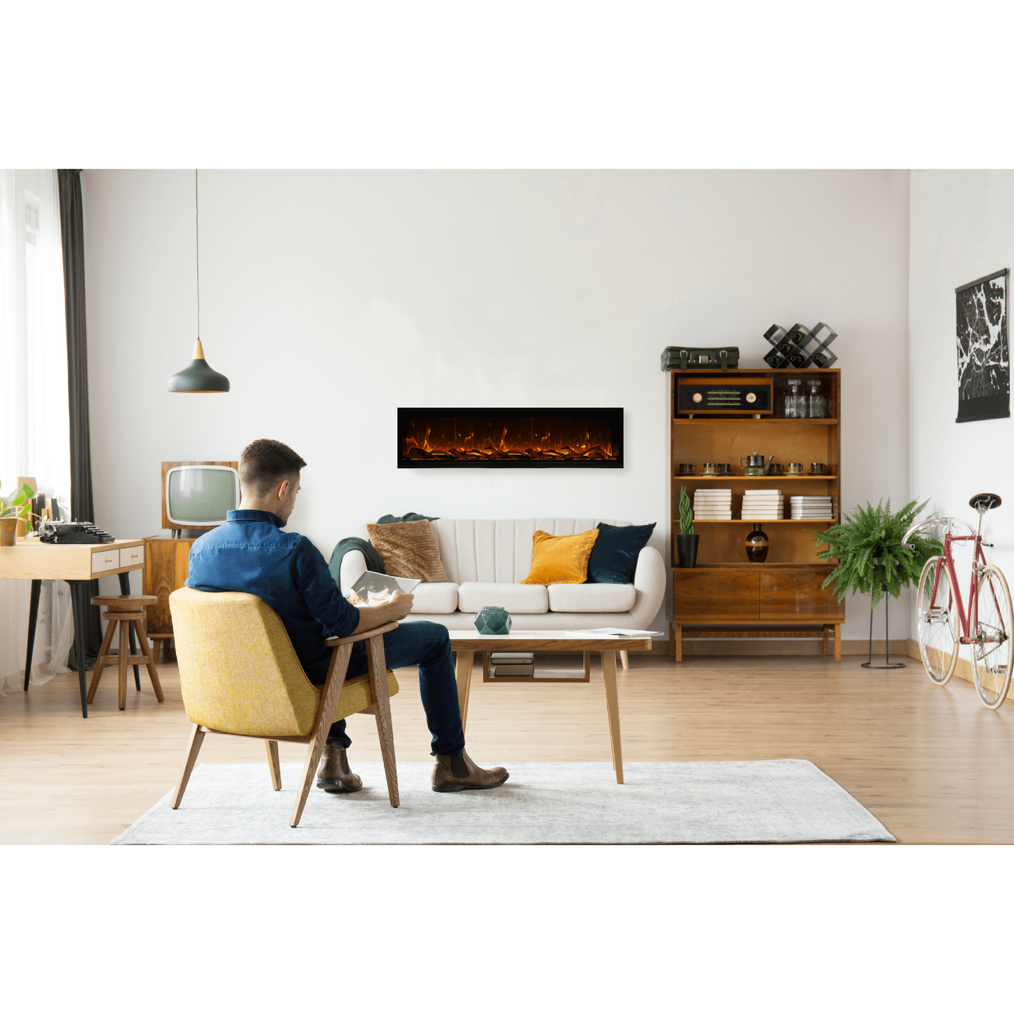 Amantii Symmetry Bespoke Extra Tall 74" Indoor / Outdoor Built-in Clean Face Smart Electric Fireplace