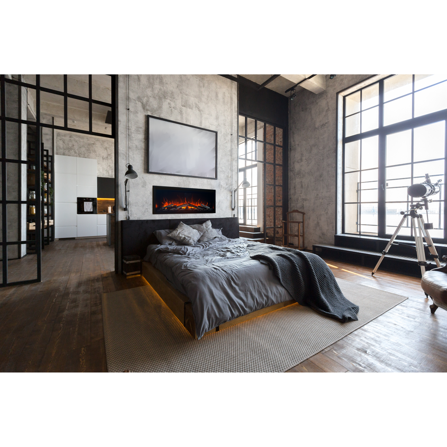 Amantii Symmetry Bespoke Extra Tall 74" Indoor / Outdoor Built-in Clean Face Smart Electric Fireplace