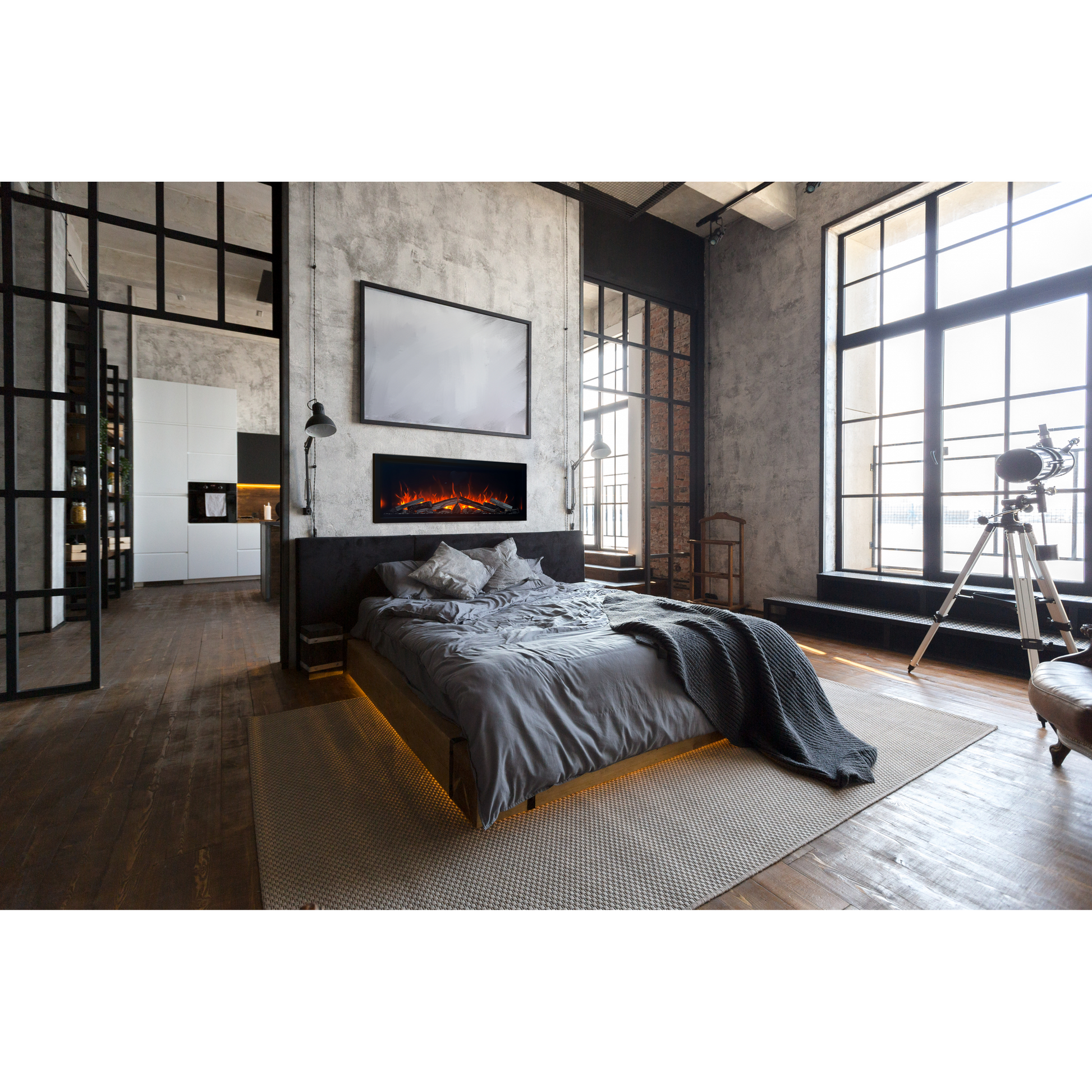 Amantii Symmetry Bespoke Extra Tall 74" Indoor / Outdoor Built-in Clean Face Smart Electric Fireplace