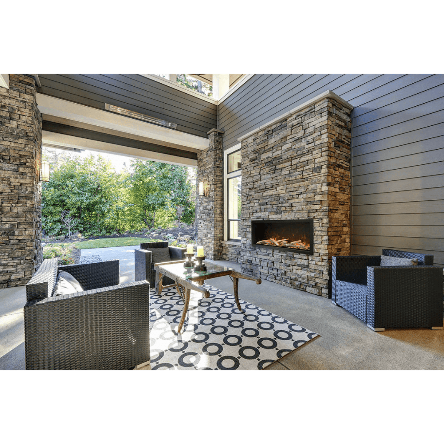 Amantii Symmetry Extra Tall 34" Indoor / Outdoor Built-in Smart WiFi Electric Fireplace