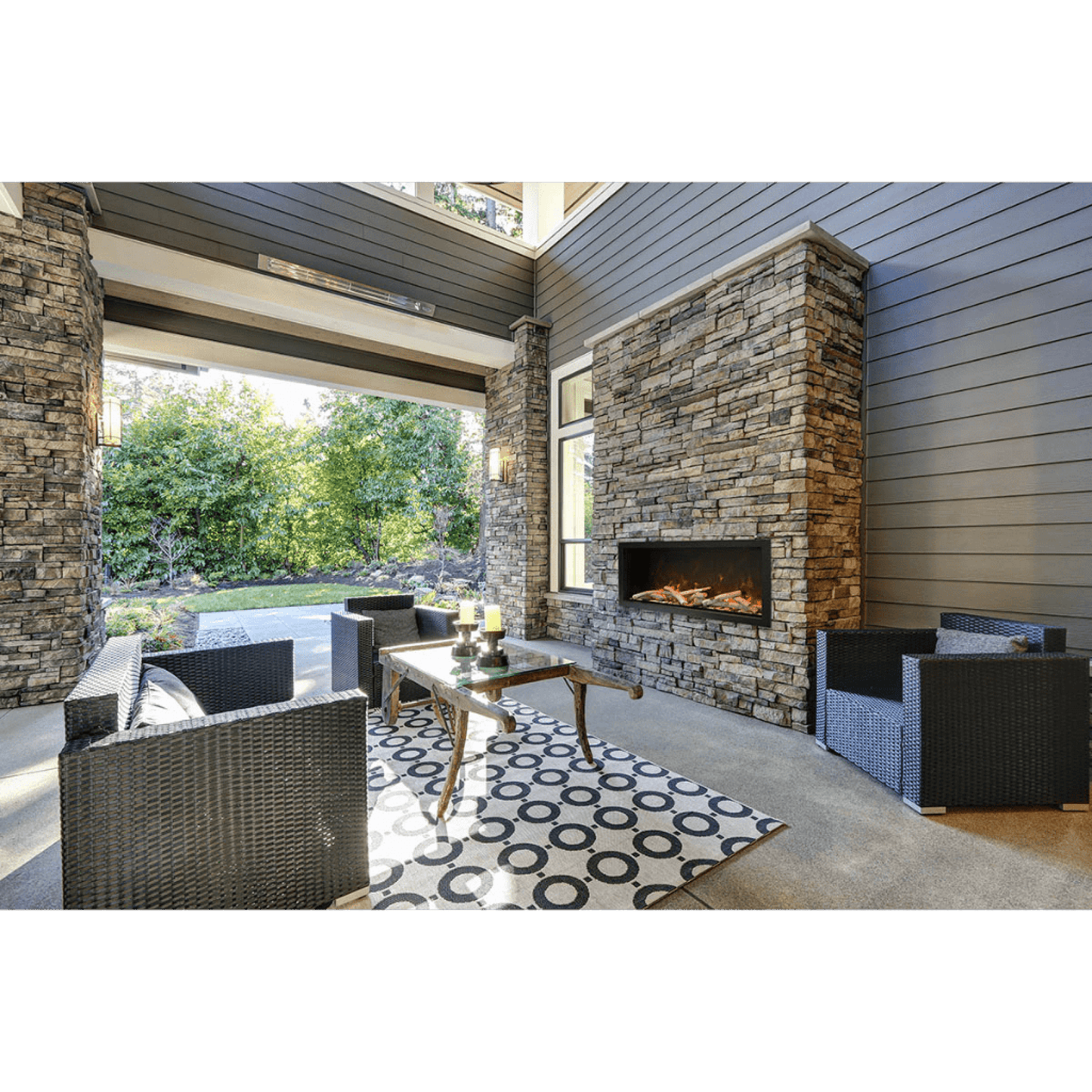Amantii Symmetry Extra Tall 74" Indoor / Outdoor Built-in Smart WiFi Electric Fireplace