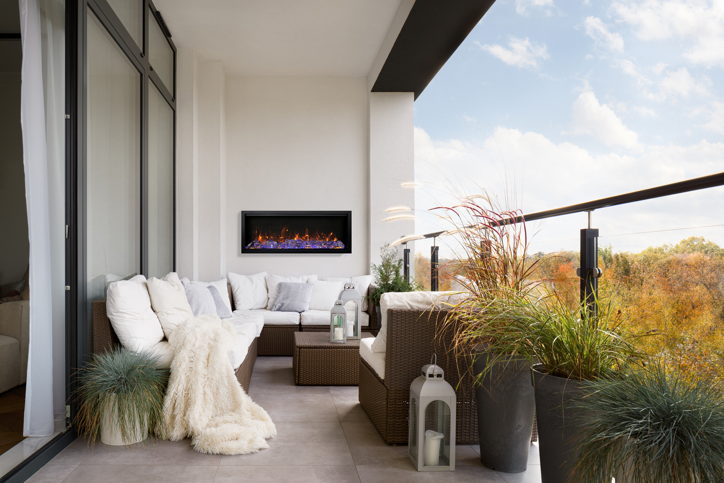 Amantii Symmetry Extra Tall Lumina 34" Indoor / Outdoor Built-in Smart Electric Fireplace