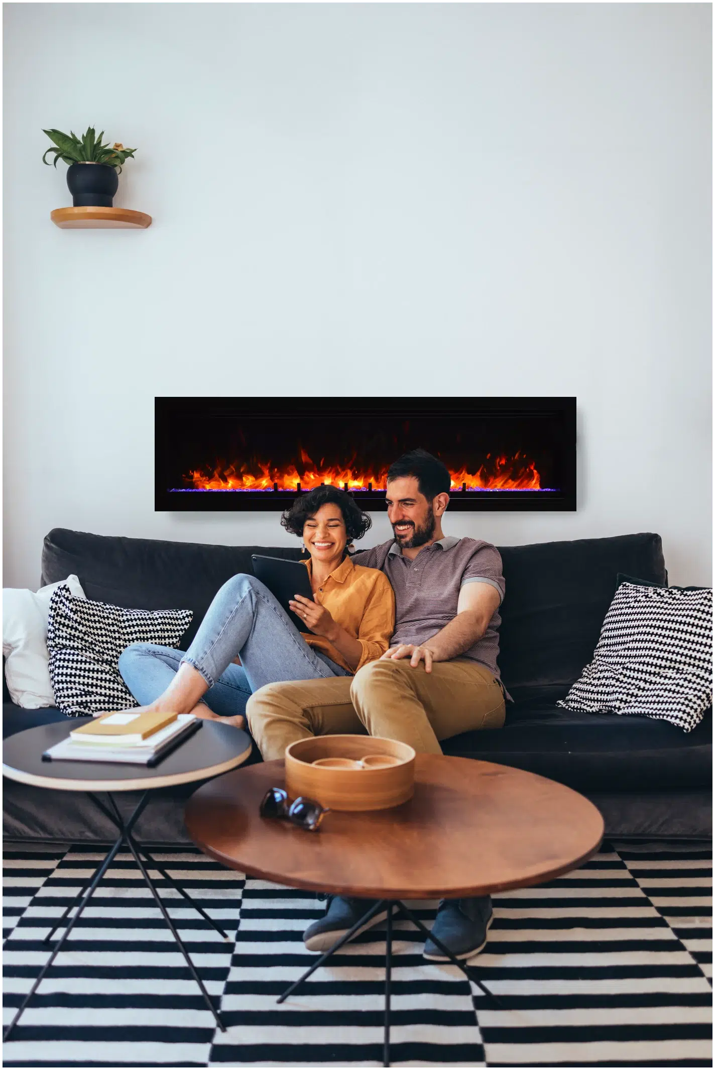 Amantii Symmetry Lumina 100" Indoor Outdoor Built-in Smart Electric Fireplace