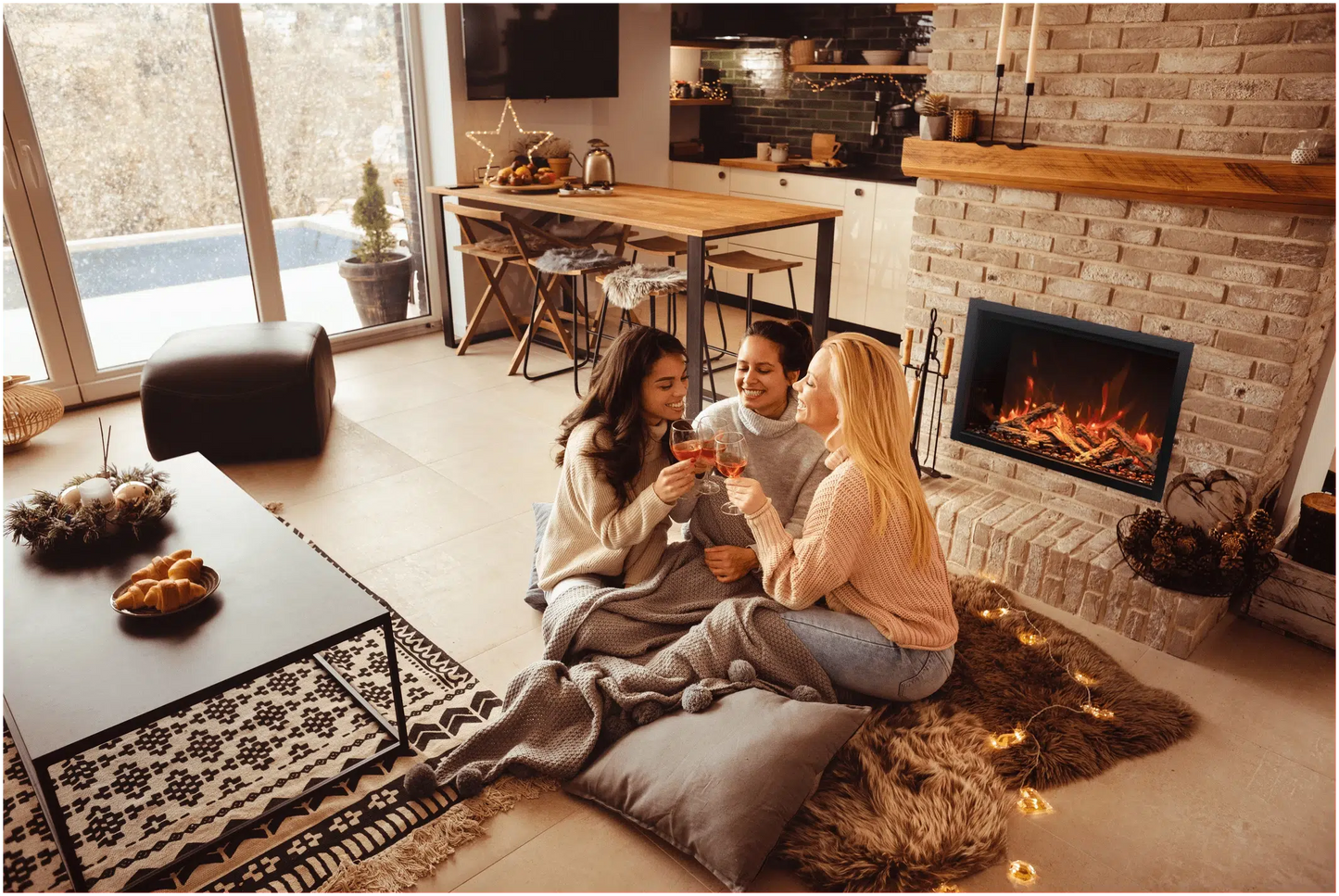 Amantii Traditional Bespoke 30" Indoor/Outdoor Smart Electric Fireplace