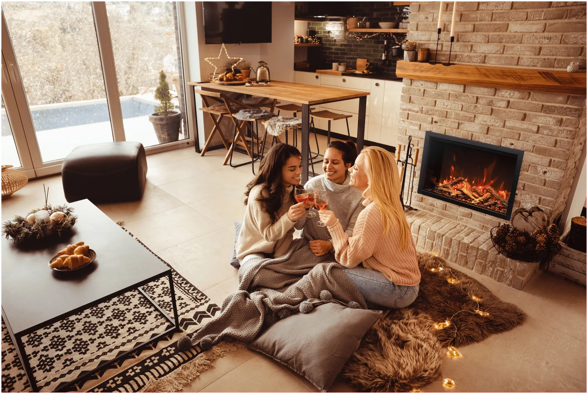 Amantii Traditional Bespoke 30" Indoor/Outdoor Smart Electric Fireplace