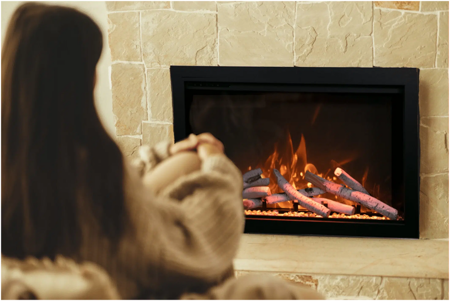 Amantii Traditional Bespoke 30" Indoor/Outdoor Smart Electric Fireplace Insert