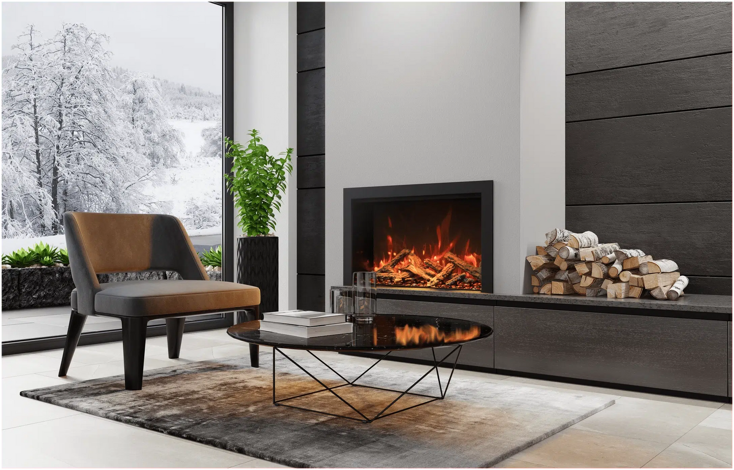 Amantii Traditional Bespoke 30" Indoor/Outdoor Smart Electric Fireplace Insert