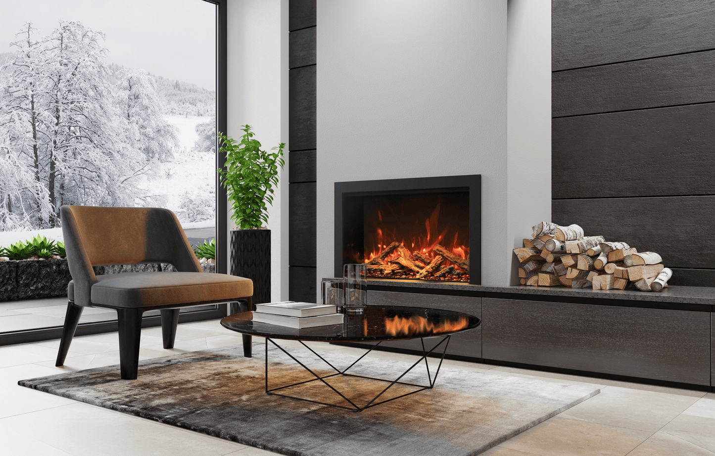 Amantii Traditional Bespoke 30" Indoor/Outdoor Smart Electric Fireplace Insert
