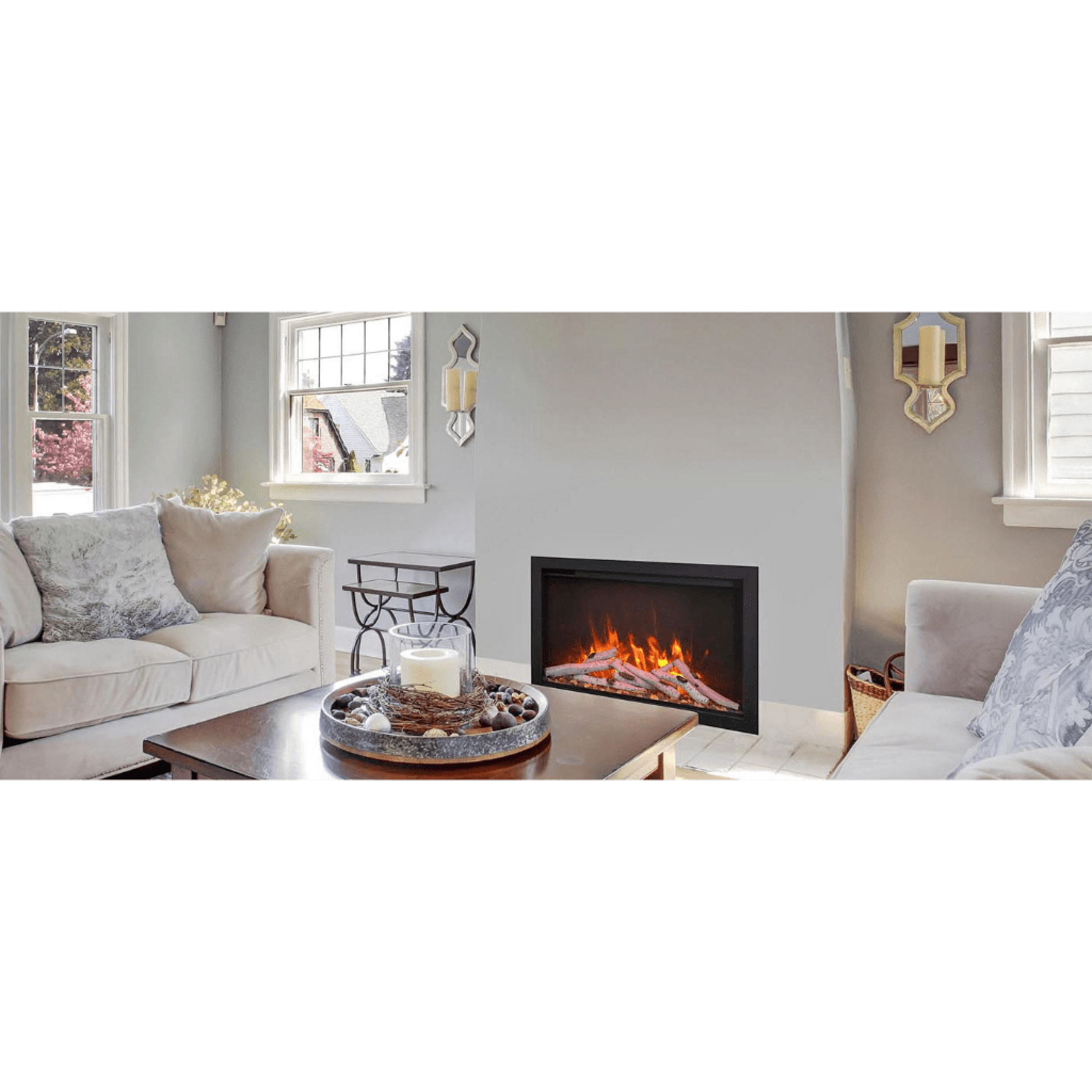 Amantii Traditional Bespoke 33" Indoor/Outdoor Smart Electric Fireplace Insert