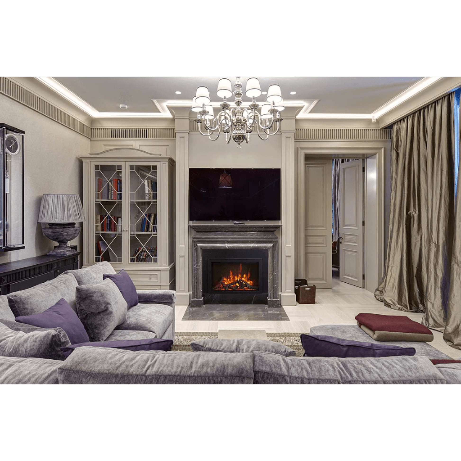 Amantii Traditional Bespoke 38" Indoor/Outdoor Smart Electric Fireplace Insert