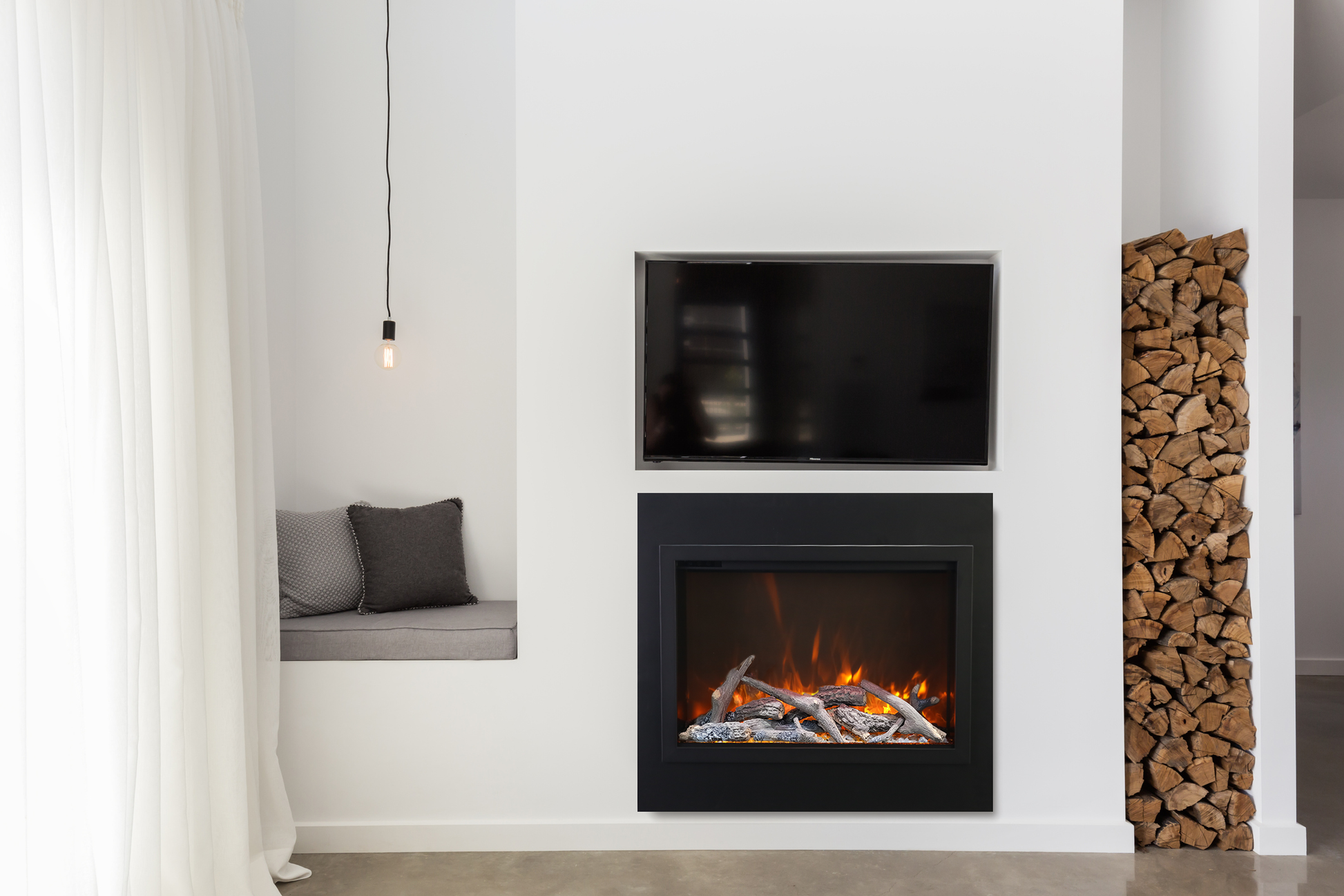 Amantii Traditional Lumina 33" Indoor/Outdoor Smart Electric Fireplace Insert