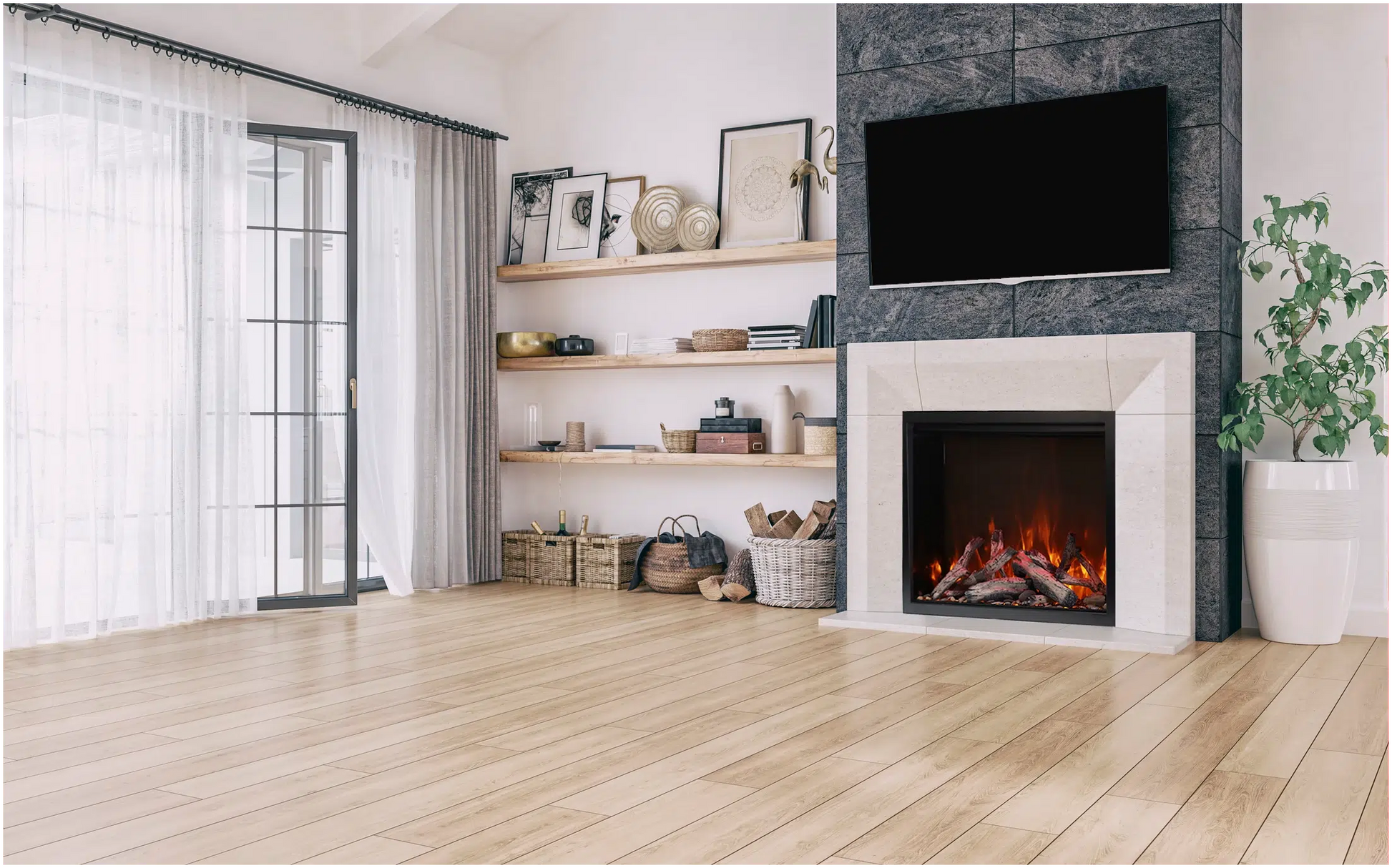 Amantii Traditional Lumina 44" Indoor/Outdoor Smart Electric Fireplace