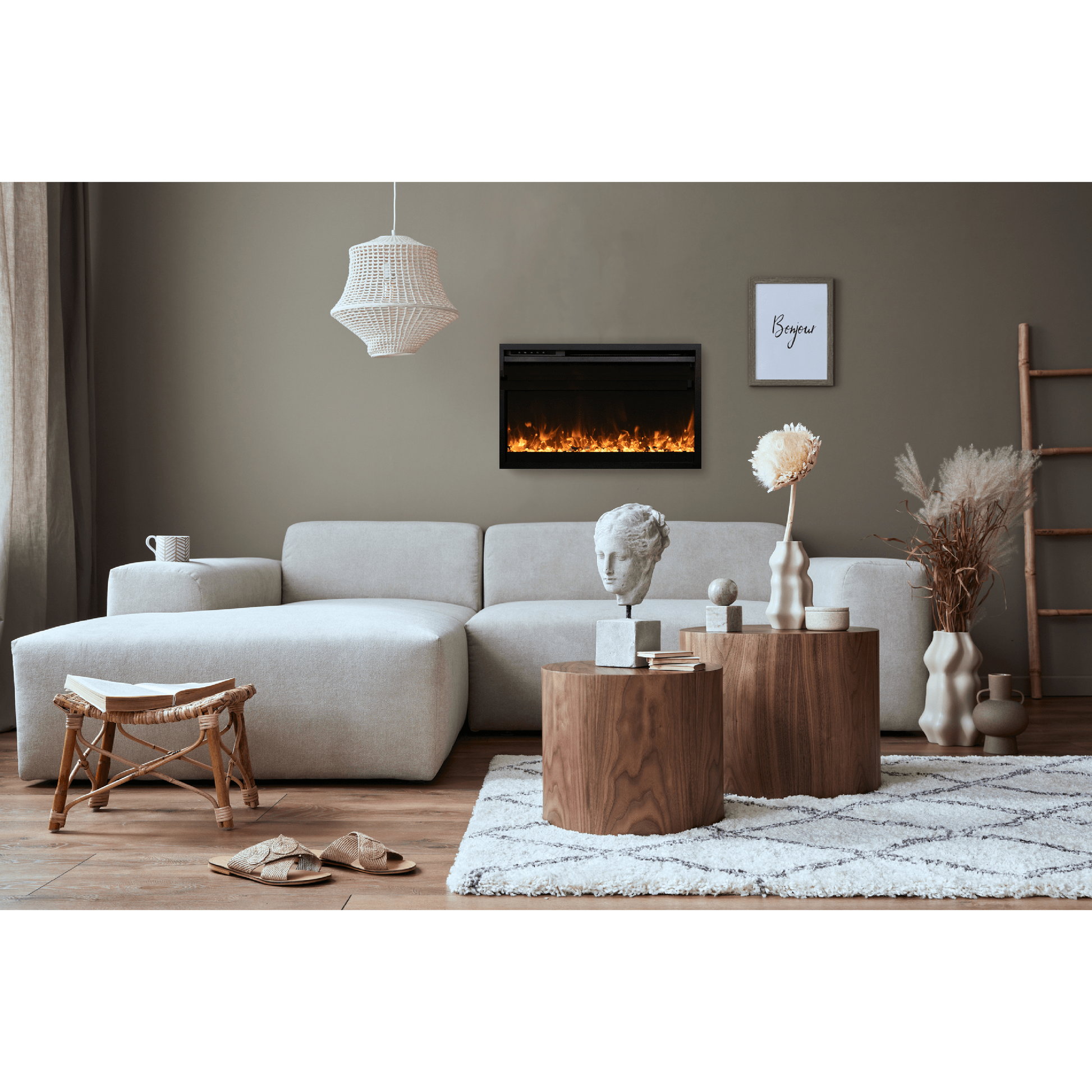 Amantii Traditional Xtraslim 26" Smart Electric Fireplace With Clear Glass Media