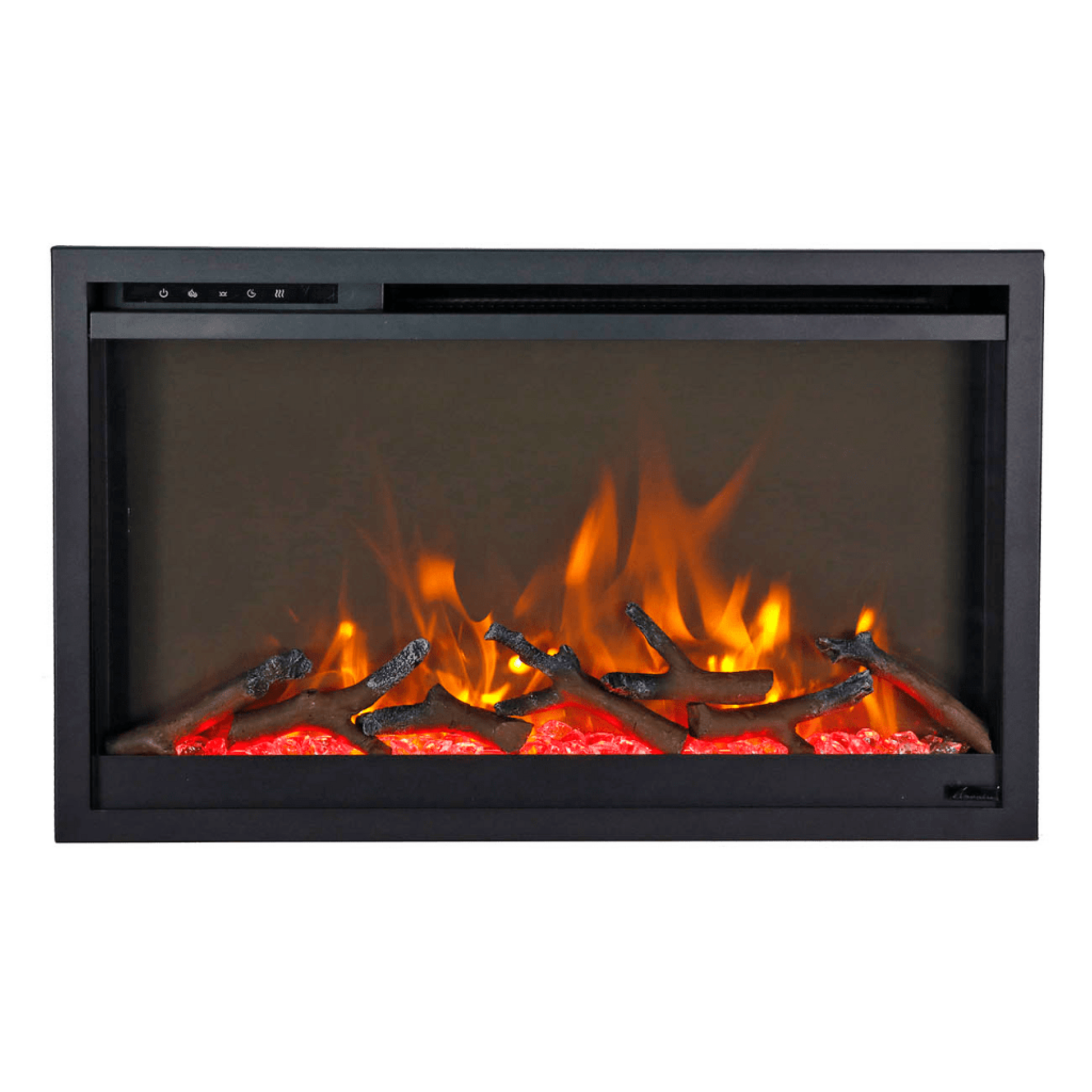 Amantii Traditional Xtraslim 30" Smart Electric Fireplace With Clear Glass Media