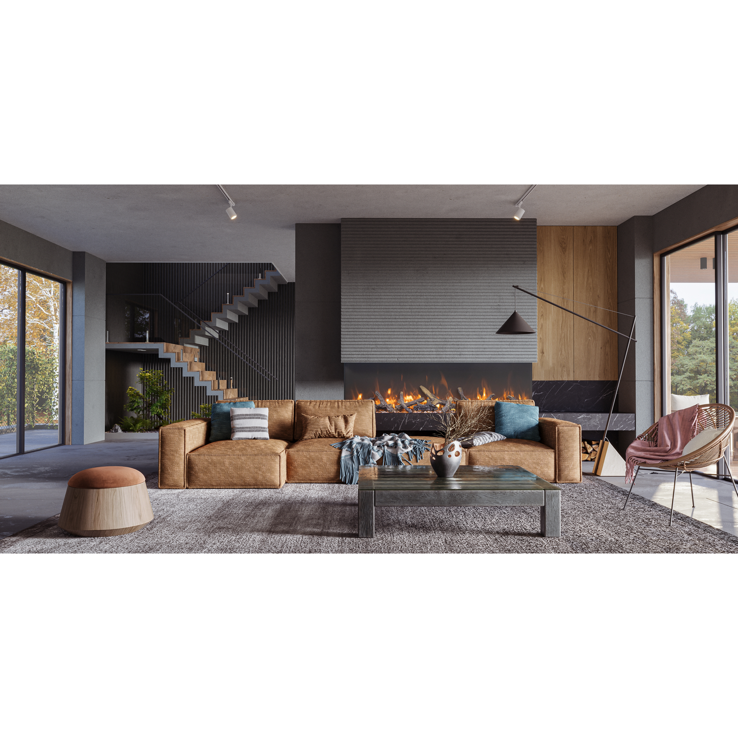 Amantii Tru View Bespoke 45" 3-Sided Indoor / Outdoor Electric Fireplace