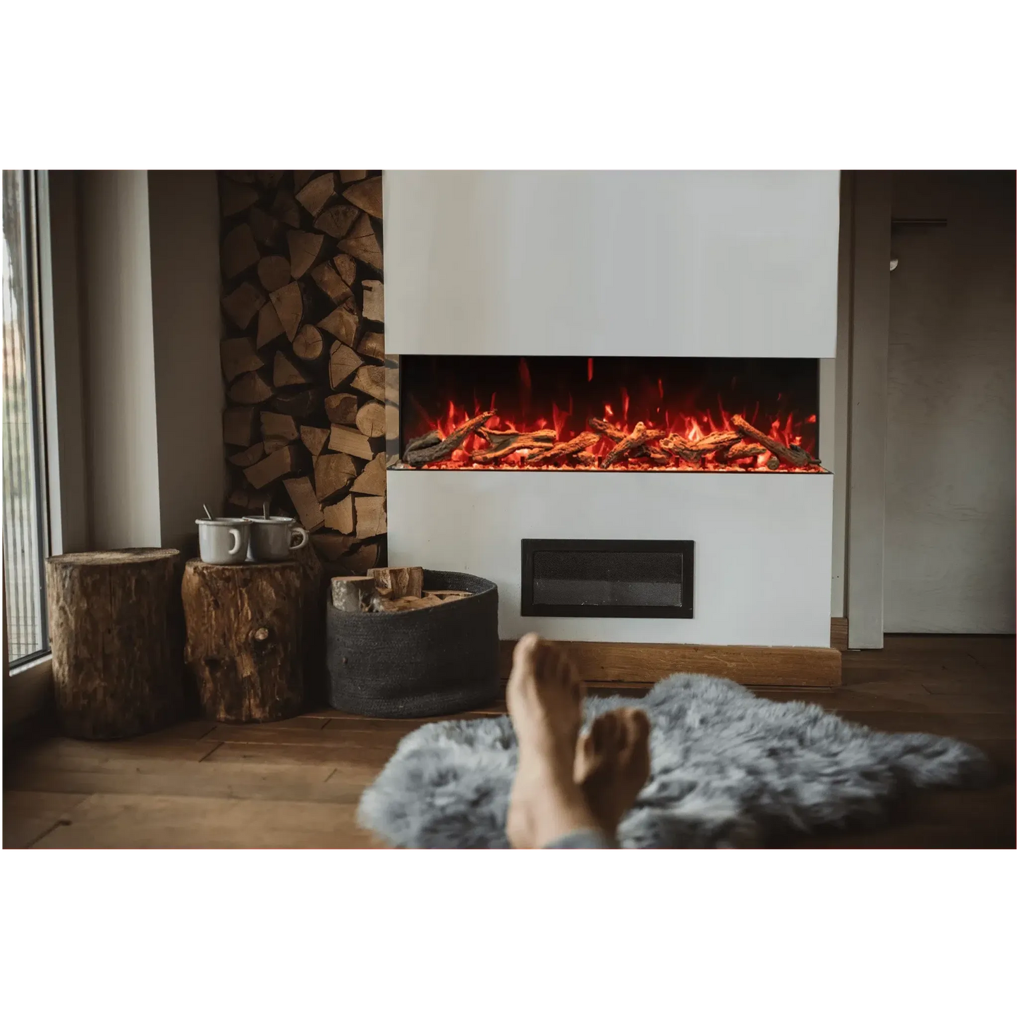Amantii Tru View Bespoke 75" 3 Sided Indoor / Outdoor Electric Fireplace
