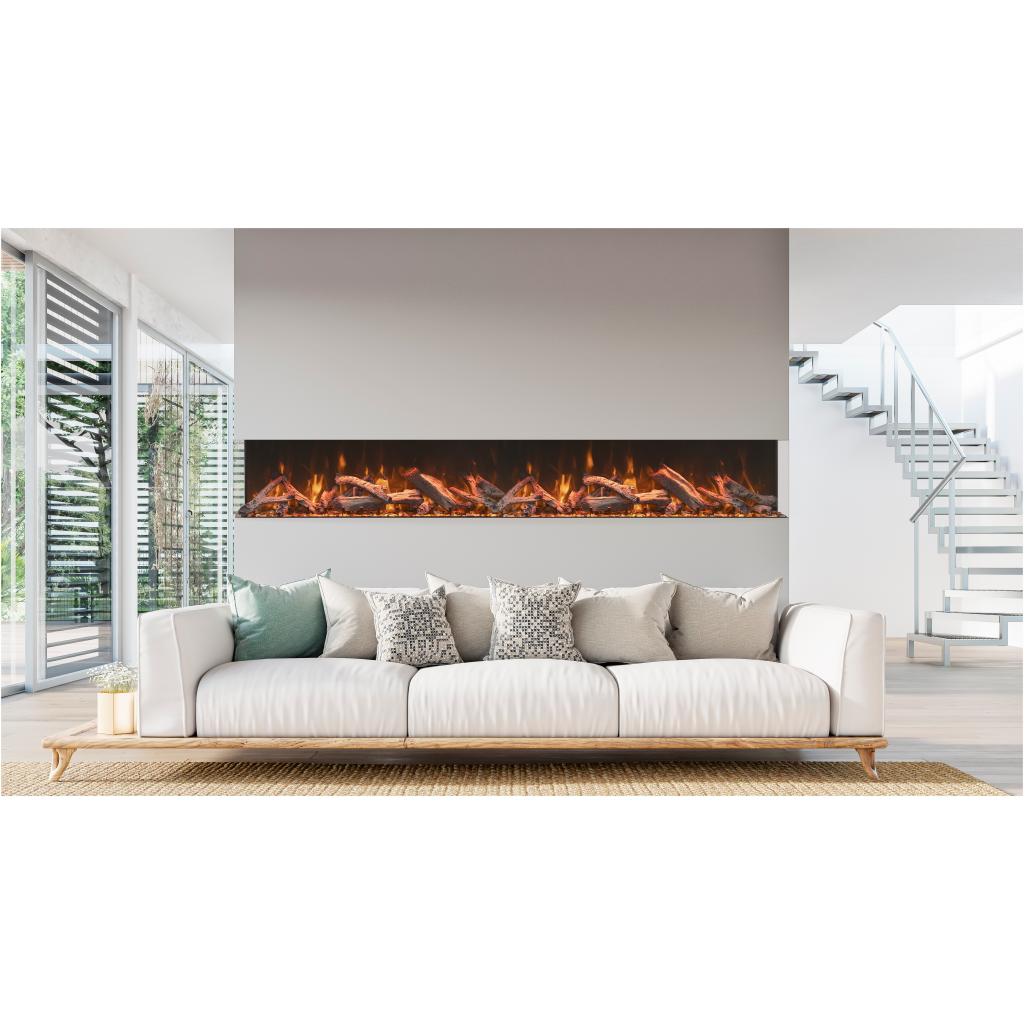 Amantii Tru View Bespoke 85" 3 Sided Indoor / Outdoor Electric Fireplace
