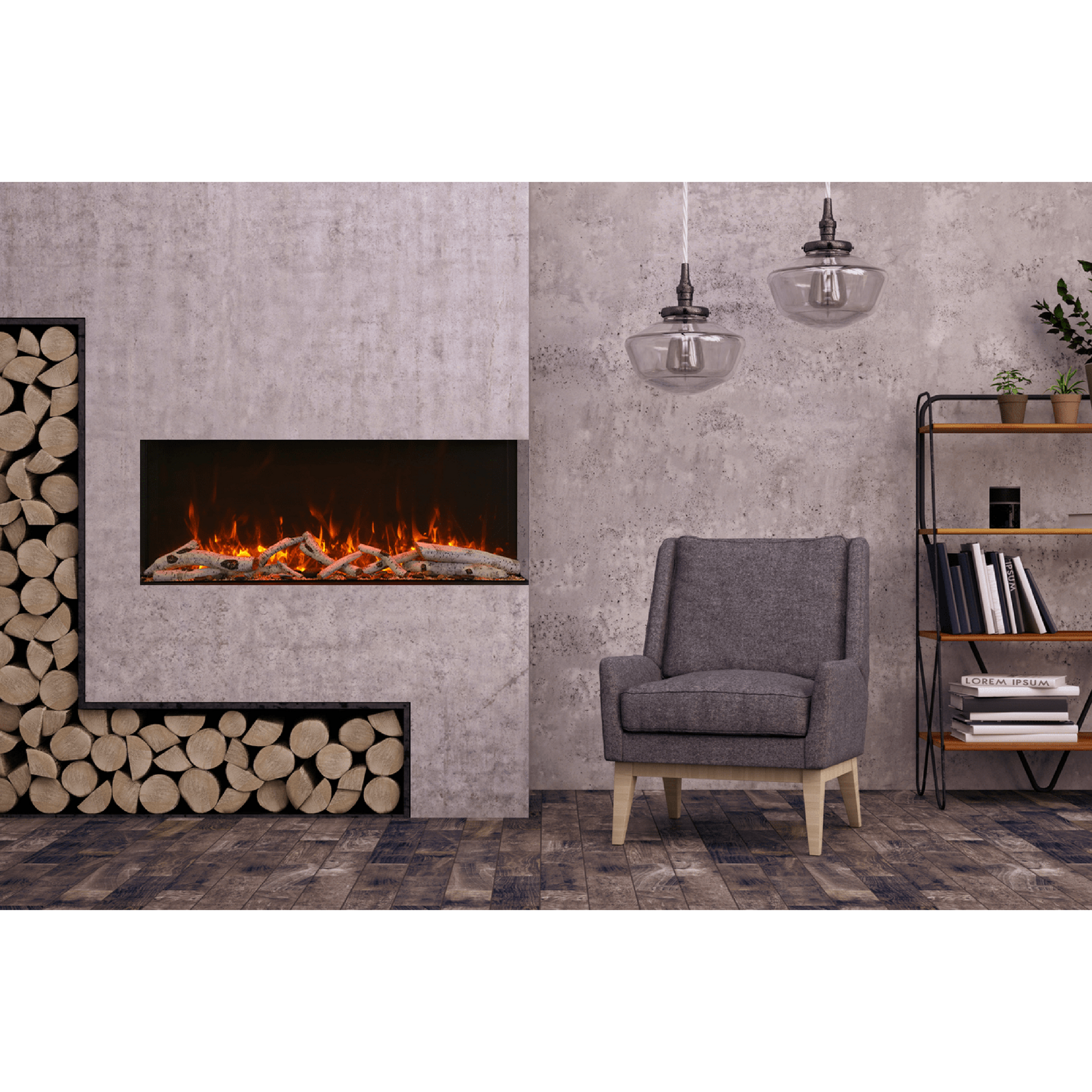 Amantii Tru View Extra Tall XL 72" 3-Sided Indoor / Outdoor Built-in Electric Fireplace