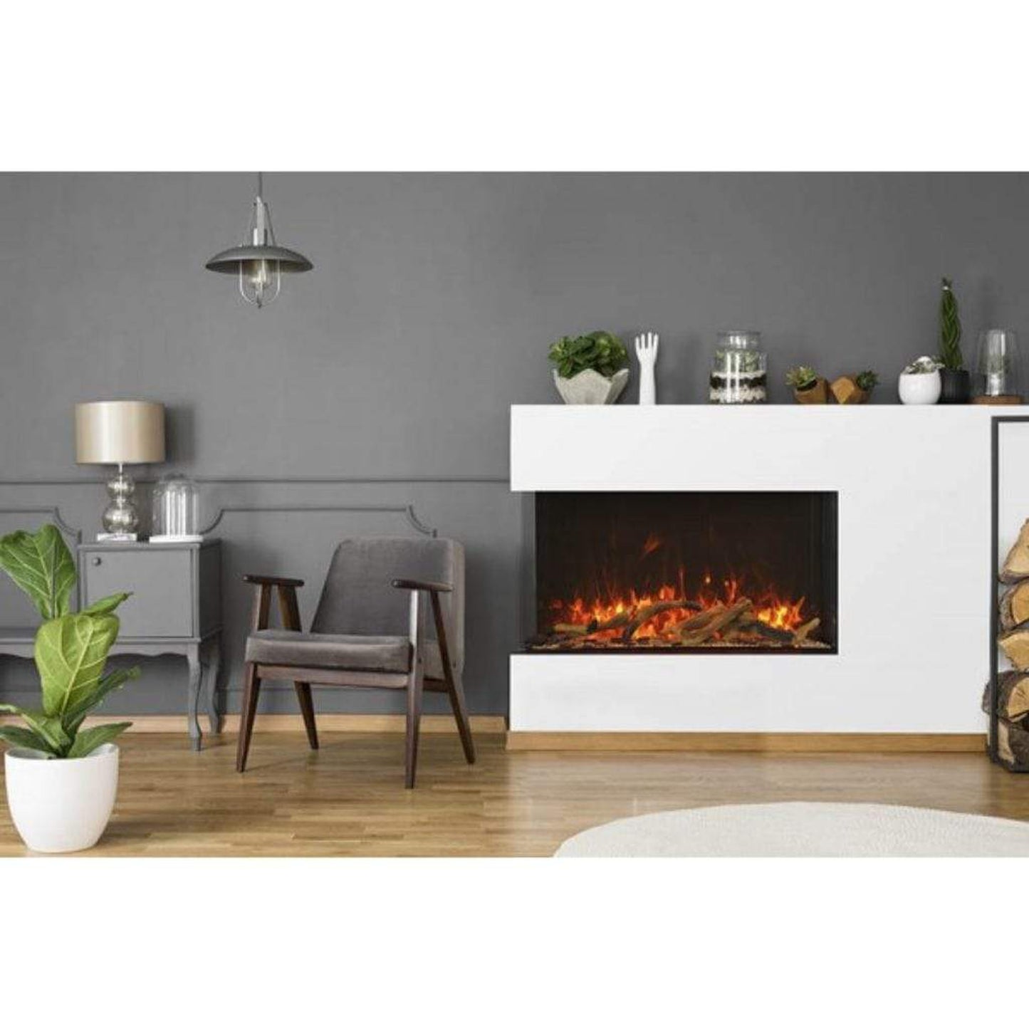 Amantii Tru View Extra Tall XL 60" 3-Sided Indoor / Outdoor Built-in Electric Fireplace