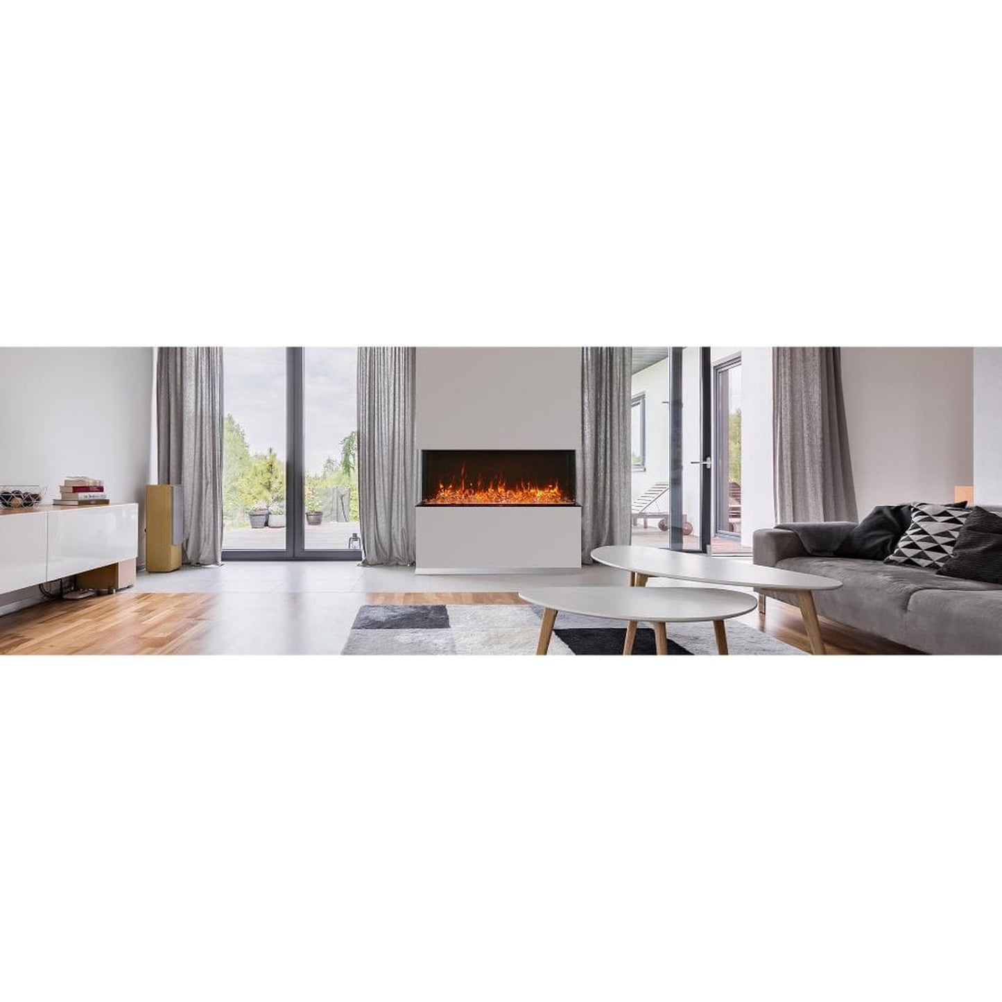 Amantii Tru View Extra Tall XL 60" 3-Sided Indoor / Outdoor Built-in Electric Fireplace