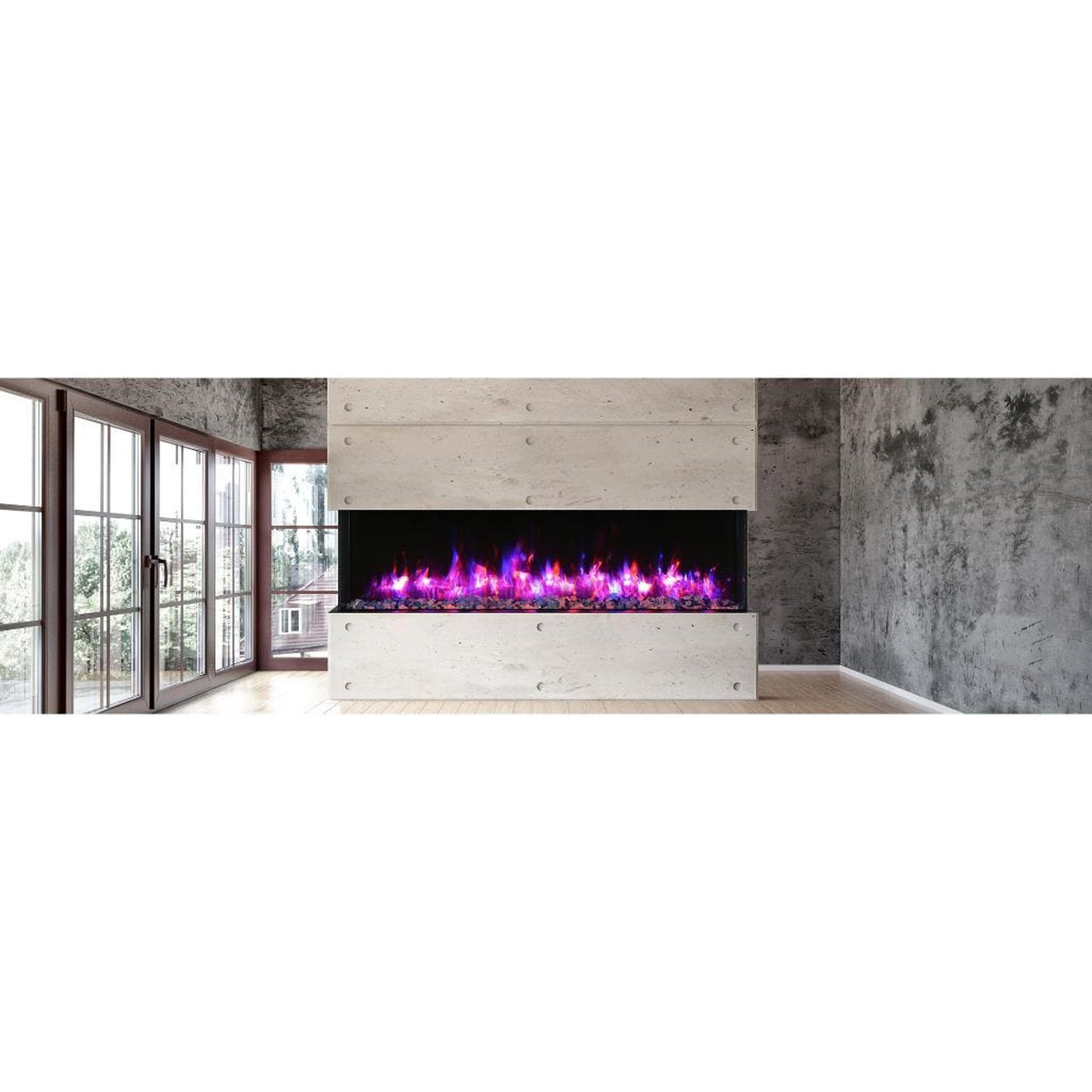 Amantii Tru View Extra Tall XL 88" 3-Sided Indoor / Outdoor Built-in Electric Fireplace