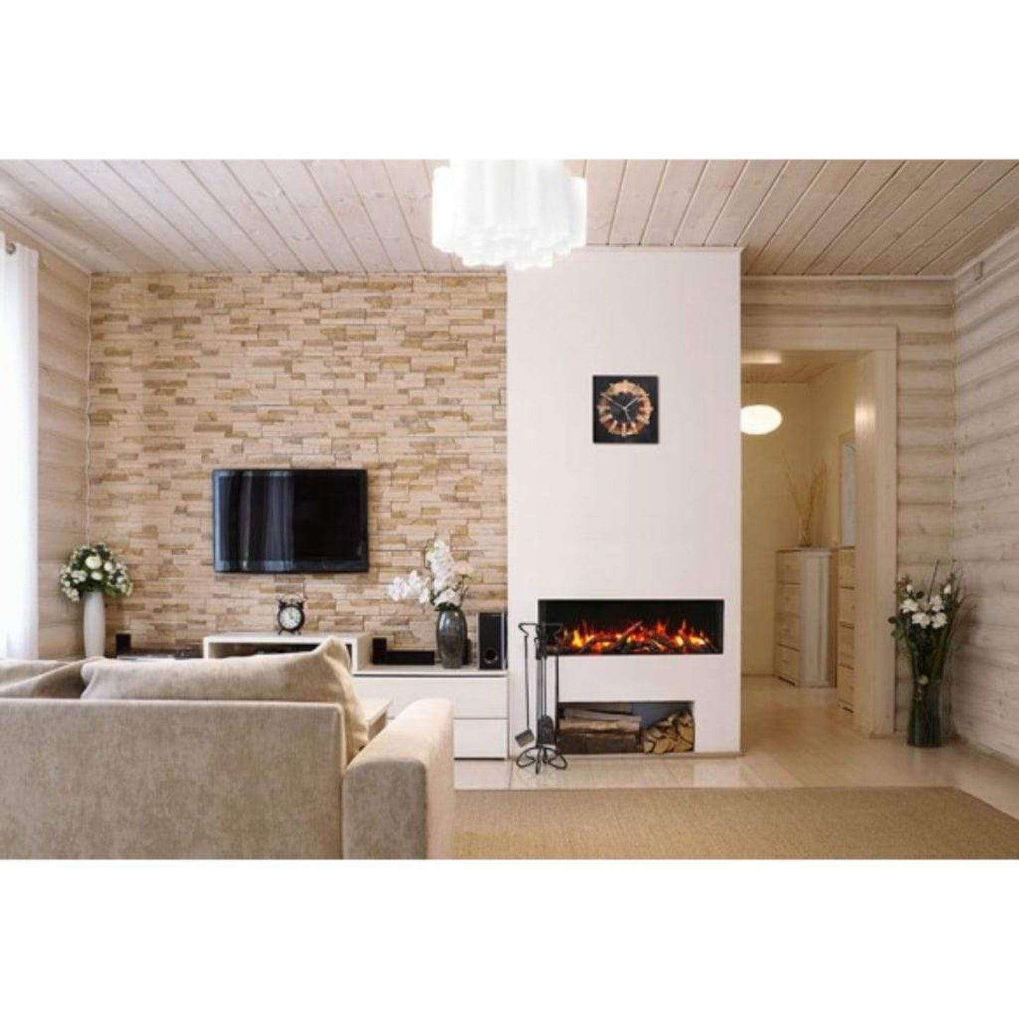 Amantii Tru View Slim 30" 3-Sided Indoor / Outdoor Electric Fireplace