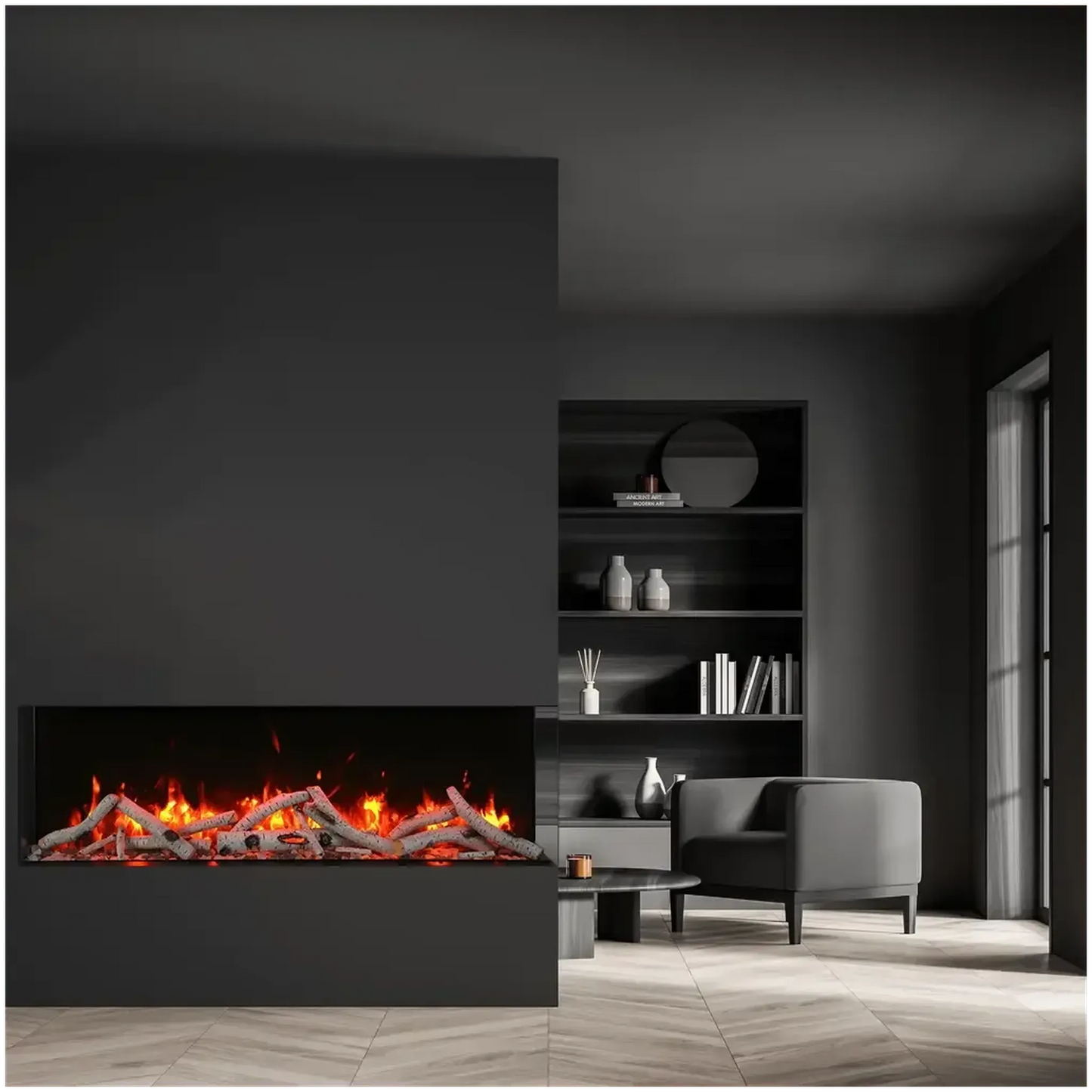 Amantii Tru View Slim 30" 3-Sided Indoor / Outdoor Electric Fireplace