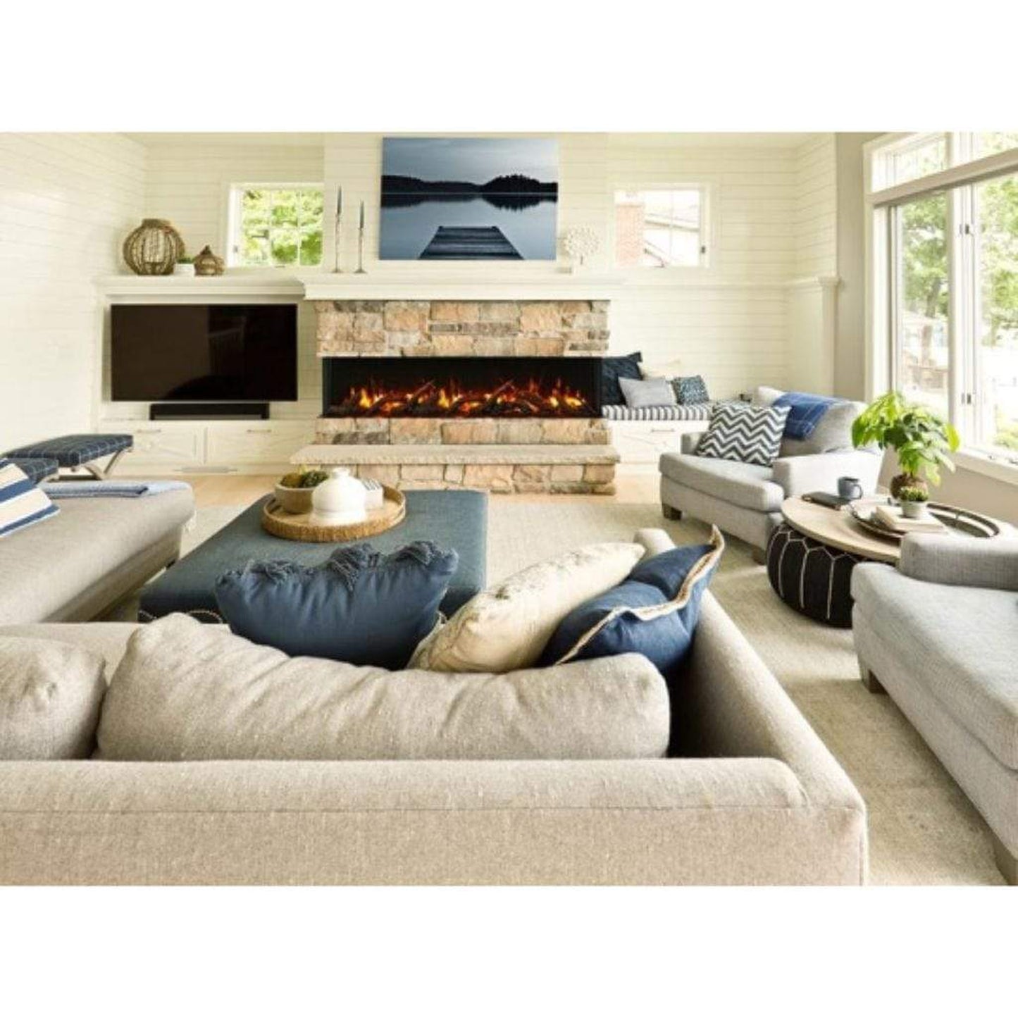 Amantii Tru View Slim 60" 3-Sided Indoor / Outdoor Electric Fireplace