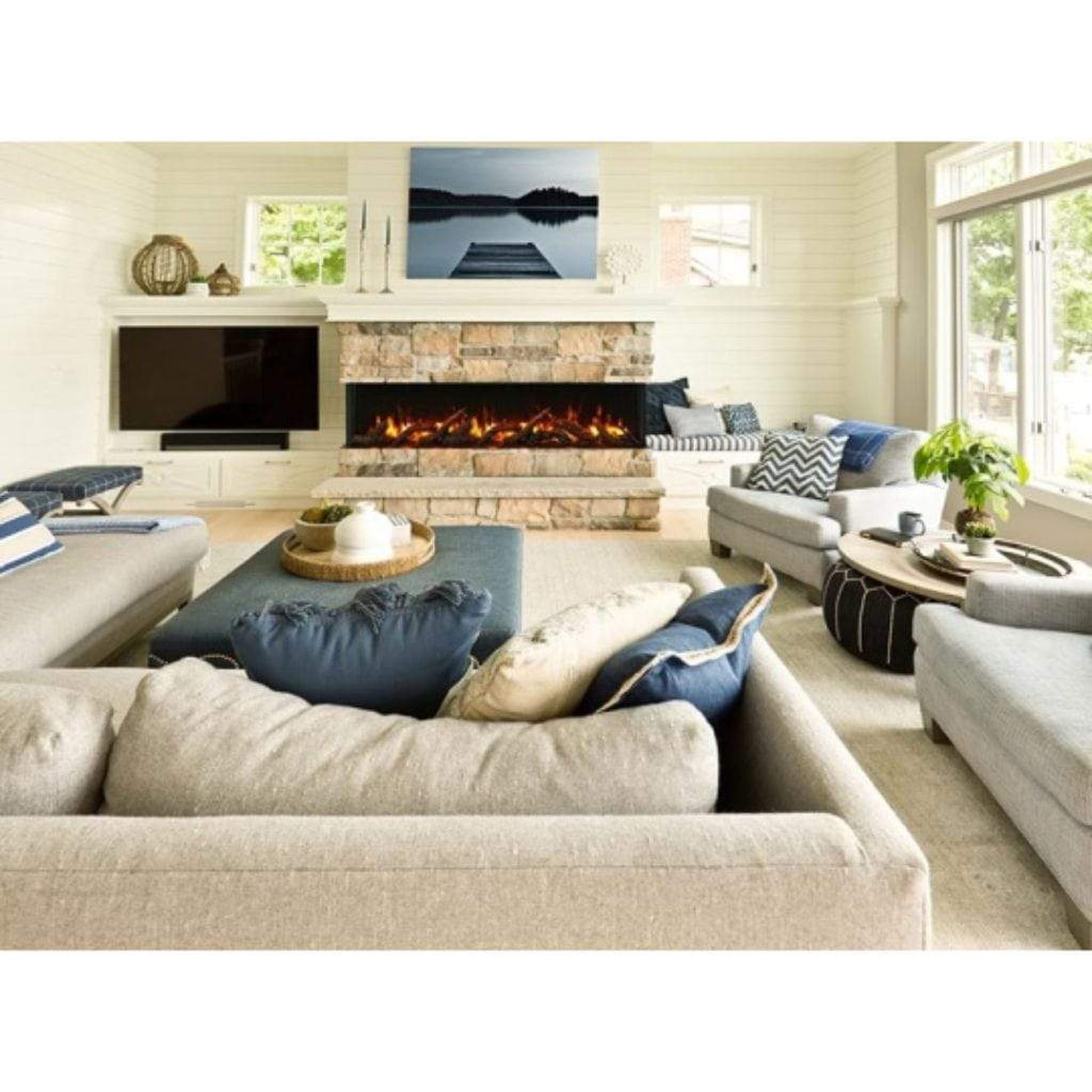 Amantii Tru View Slim 60" 3-Sided Indoor / Outdoor Electric Fireplace