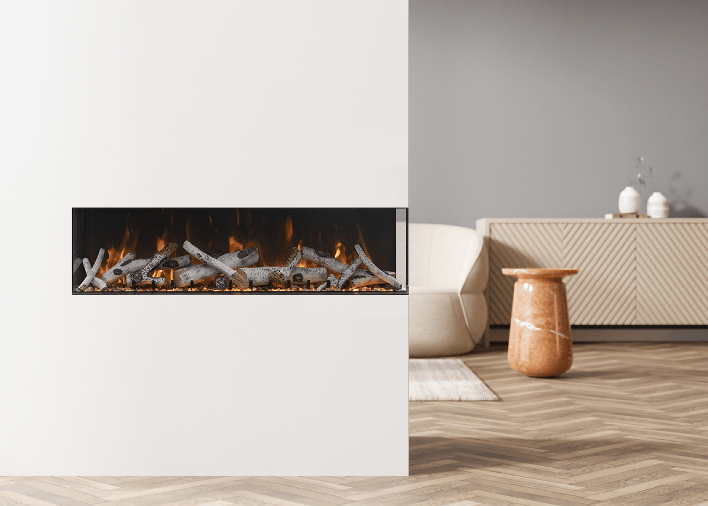 Amantii Tru View XL Deep 60" 3-Sided Indoor / Outdoor Built-in Electric Fireplace