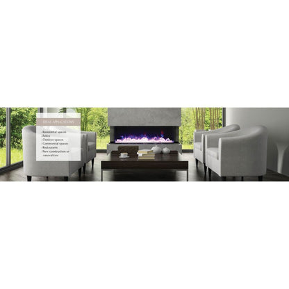 Amantii Tru View XL Deep 72" 3-Sided Indoor / Outdoor Built-in Electric Fireplace