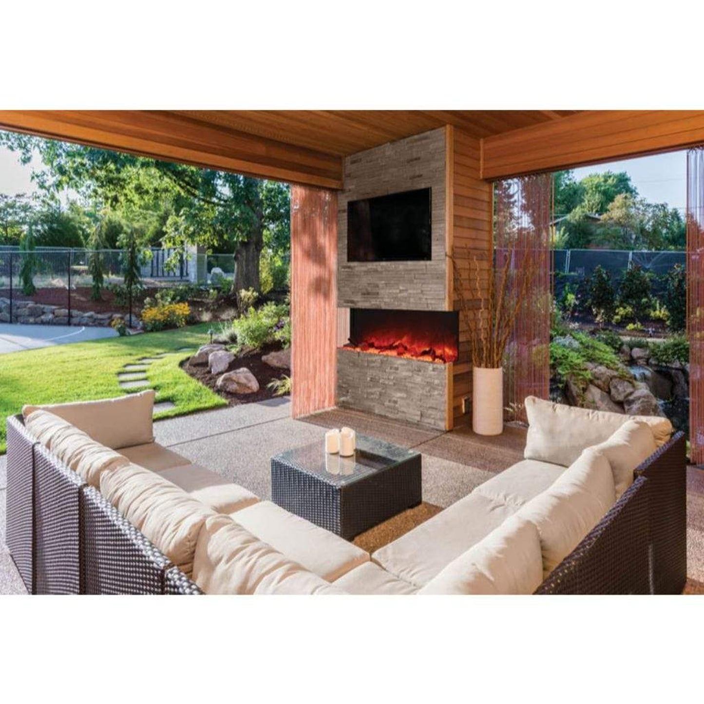 Amantii Tru View XL Deep 72" 3-Sided Indoor / Outdoor Built-in Electric Fireplace