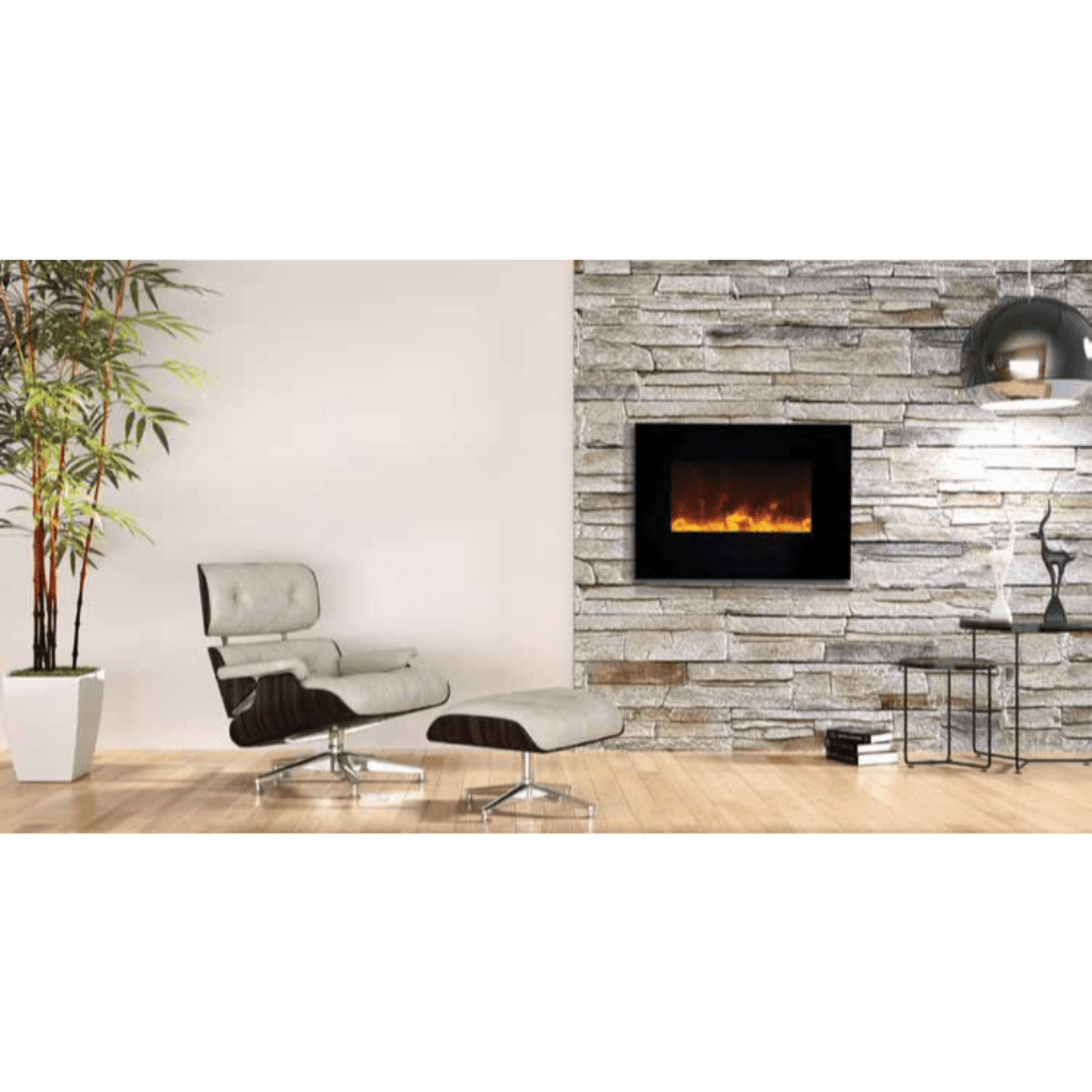 Amantii Wall Mount/Flush Mount 50" Vent-Free Electric Fireplace With Glass Surround and Log Set