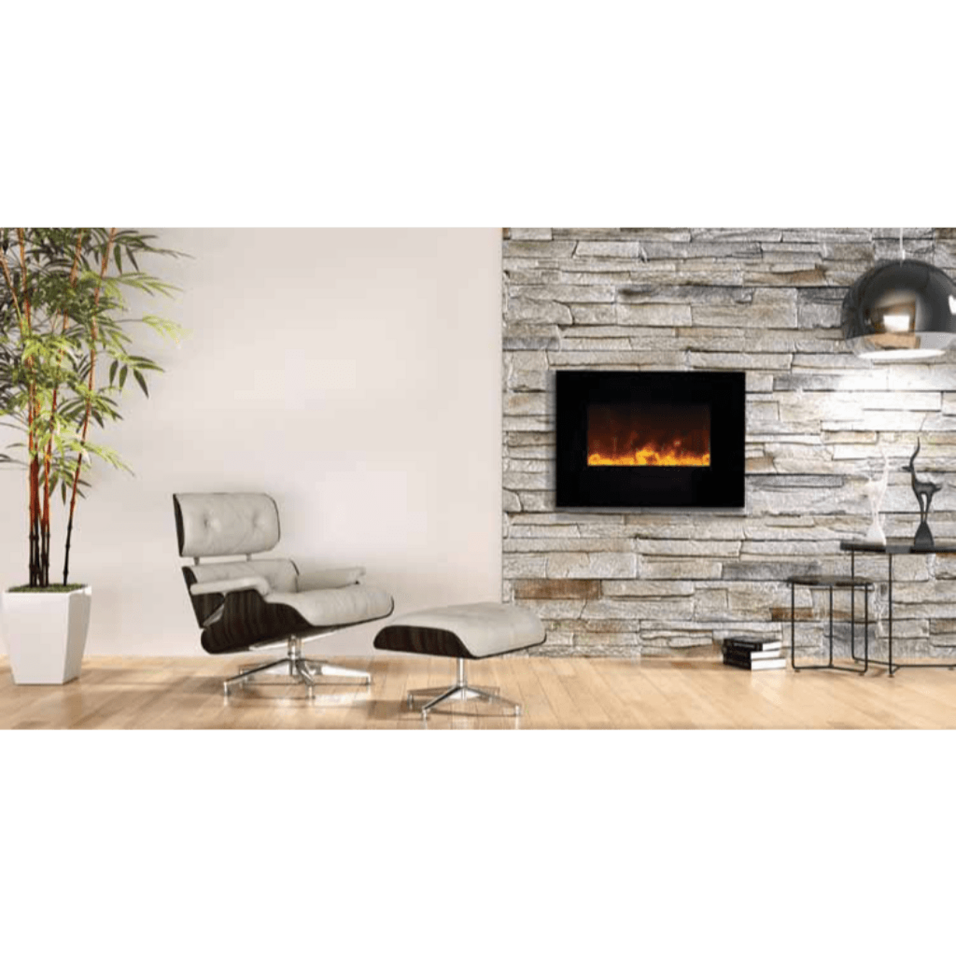 Amantii Wall Mount/Flush Mount 50" Vent-Free Electric Fireplace With Glass Surround and Log Set