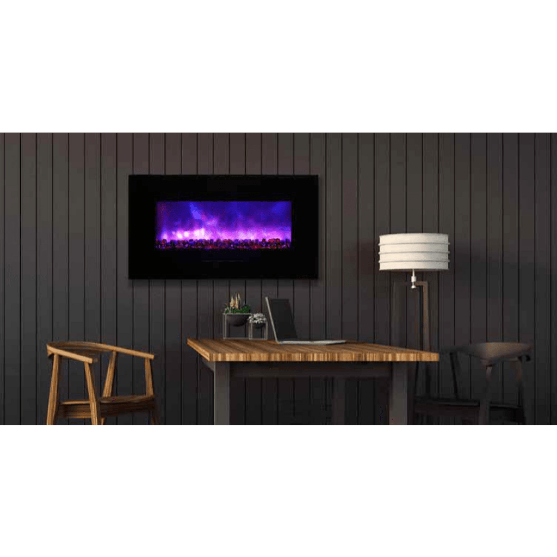 Amantii Wall Mount/Flush Mount 50" Vent-Free Electric Fireplace With Glass Surround and Log Set