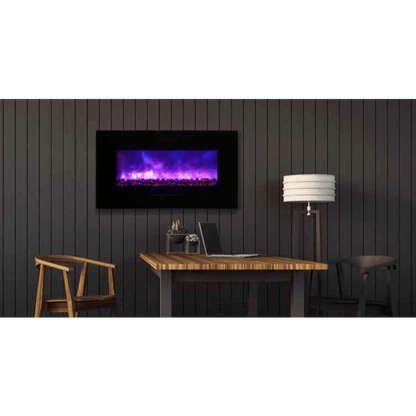 Amantii Wall Mount/Flush Mount 50" Vent-Free Electric Fireplace With Glass Surround and Log Set