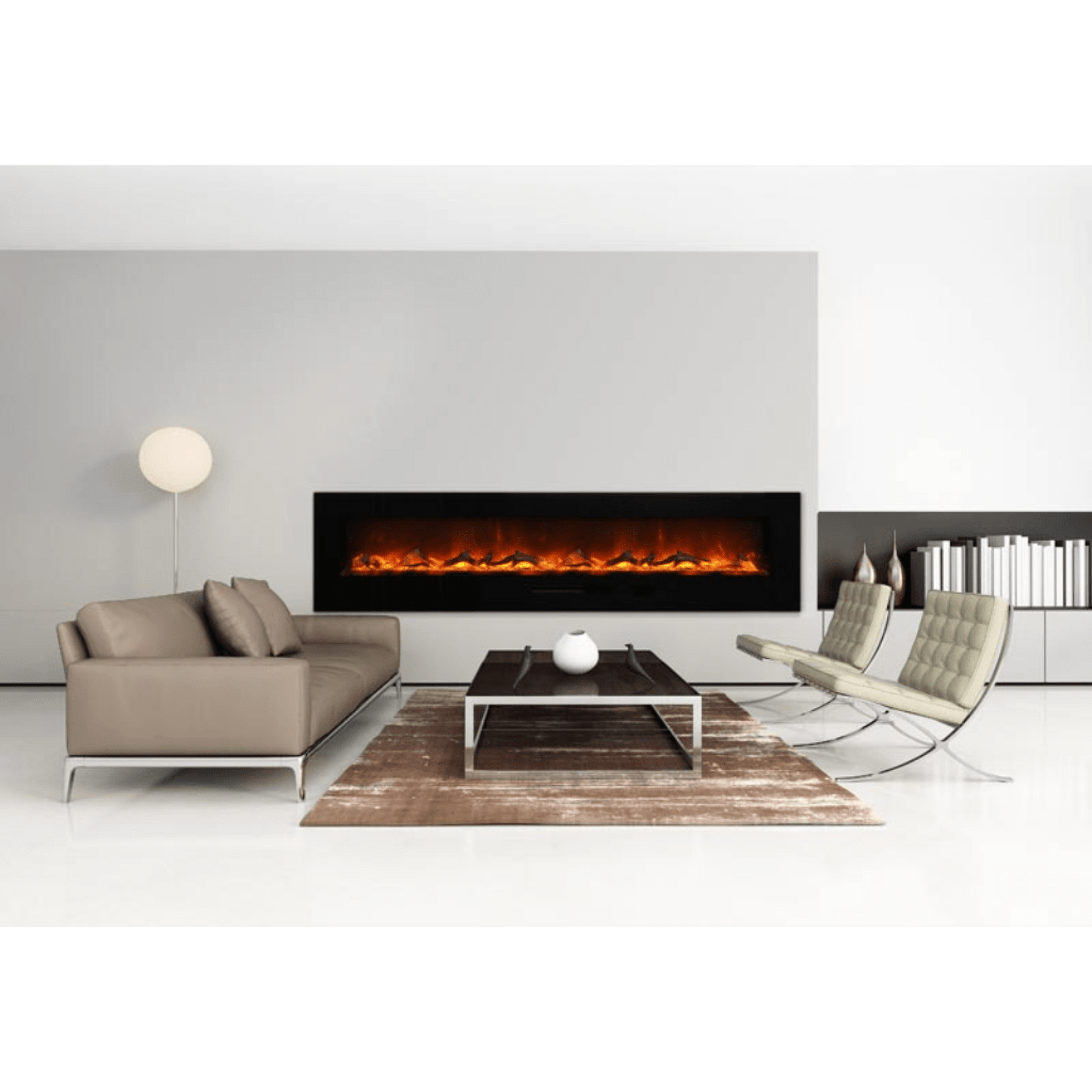 Amantii Wall Mount/Flush Mount 50" Vent-Free Electric Fireplace With Glass Surround and Log Set