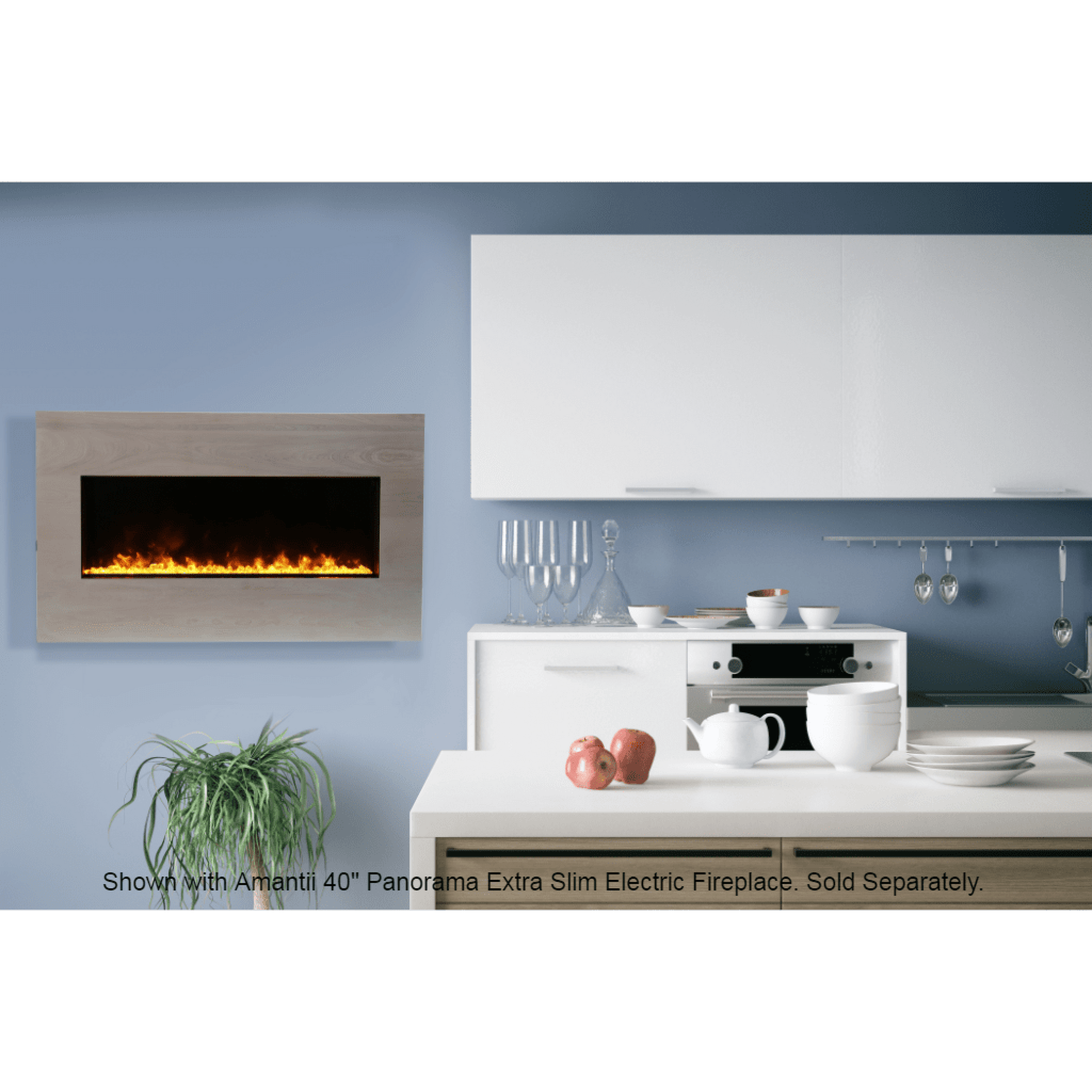 Amantii White Birch Wooden Mantel Surround for Panorama 40" Extra Slim Fireplace
