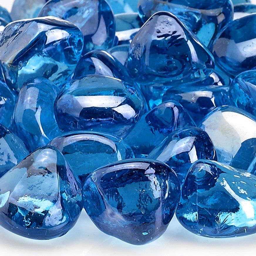 American Fireglass 1" Coastal Blue Luster Zircon Fire Glass (10 lbs in Jar)