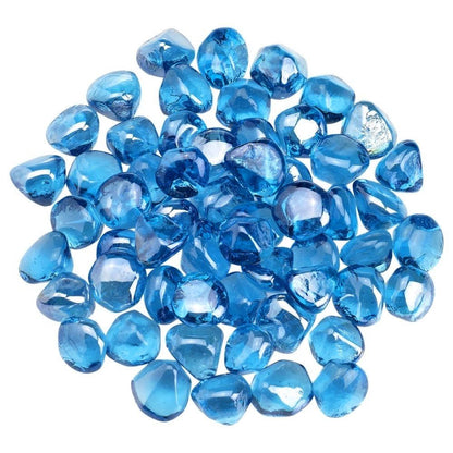 American Fireglass 1" Coastal Blue Luster Zircon Fire Glass (10 lbs in Jar)