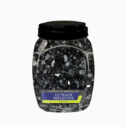 American Fireglass 1/2" Black Reflective Fire Glass