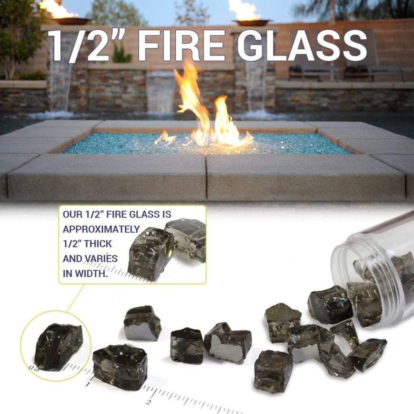 American Fireglass 1/2" Black Reflective Fire Glass
