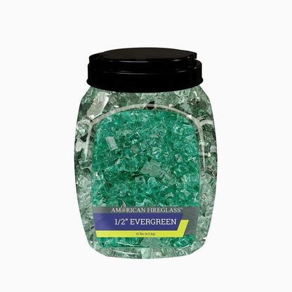 American Fireglass 1/2" Evergreen Reflective Fire Glass