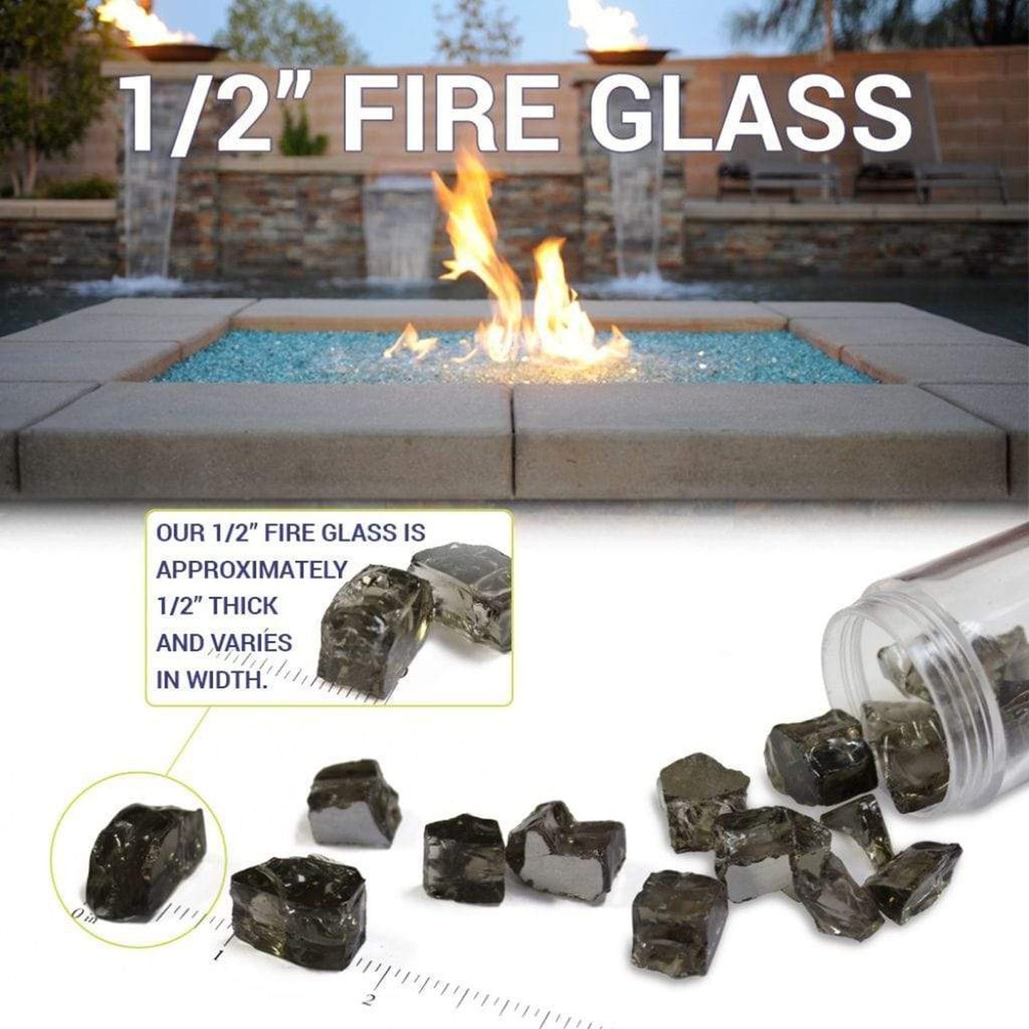 American Fireglass 1/2" Gray Reflective Fire Glass