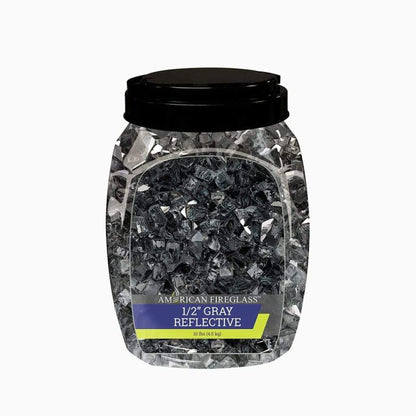 American Fireglass 1/2" Gray Reflective Fire Glass