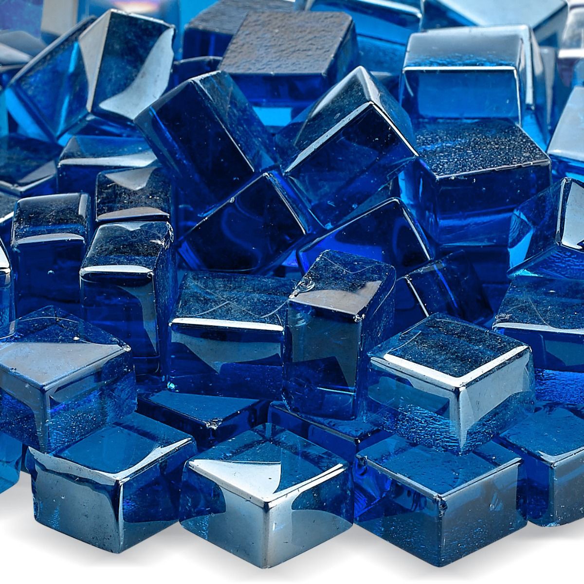 American Fireglass 1/2" Pacific Blue Luster 2.0 Fire Glass (10 lbs in Jar)
