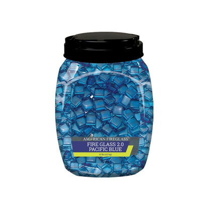 American Fireglass 1/2" Pacific Blue Luster 2.0 Fire Glass (10 lbs in Jar)