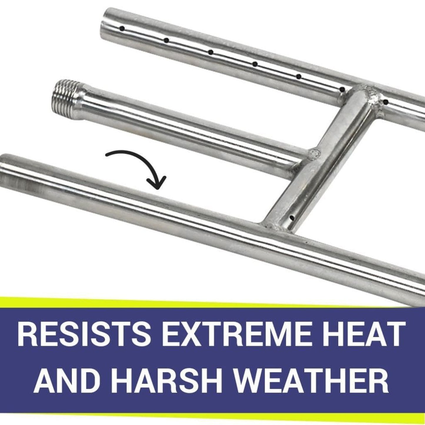 American Fireglass 12" x 6" Stainless Steel H-Style Burner - Natural Gas