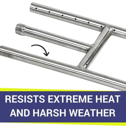 American Fireglass 12" x 6" Stainless Steel H-Style Burner - Natural Gas