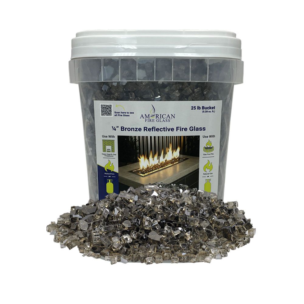 American Fireglass 1/4" Bronze Reflective Fire Glass (25 lbs in Bucket)